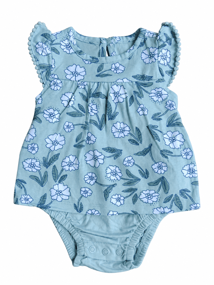 Carter’s Green Floral Flutter-Sleeve Bodysuit