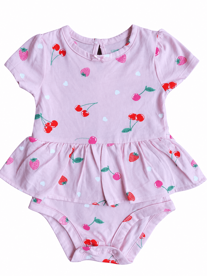 Carter’s Pink Cherry & Strawberry Print Dress Bodysuit