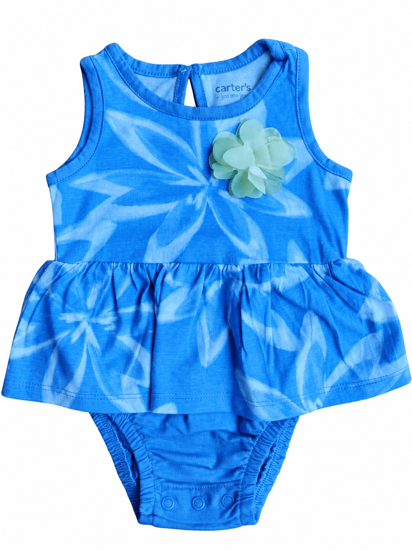Carter’s Blue Floral Tie-Dye Skirted Bodysuit